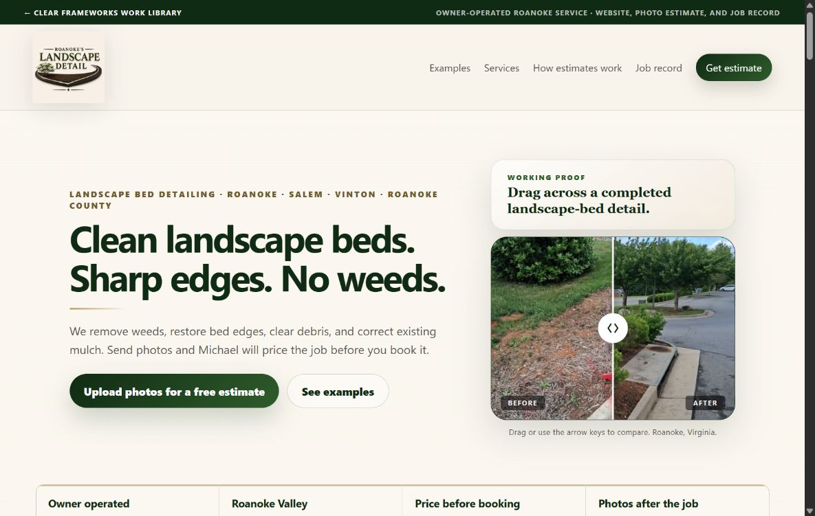 Example campaign landing page built by Clear Frameworks