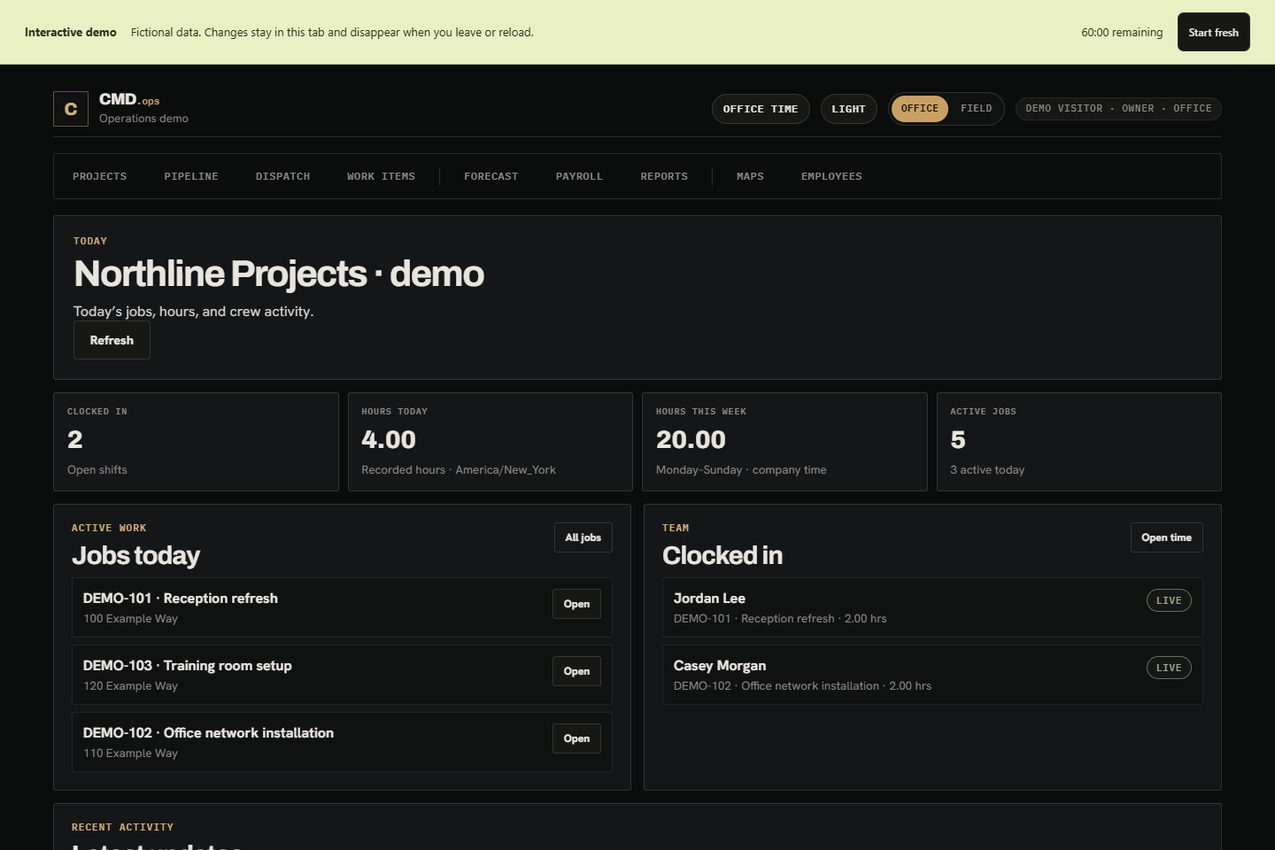 Interactive preview of the software layer in a custom operations system